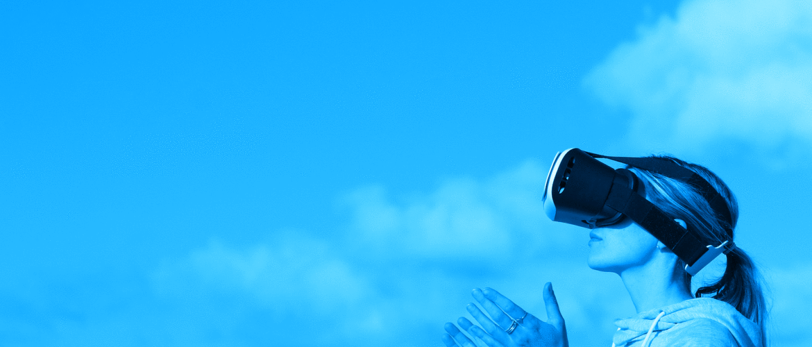 Woman wearing Virtual Reality goggles