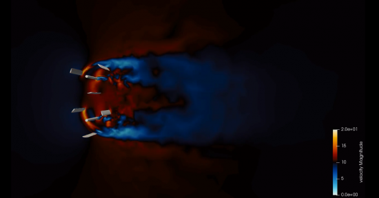 Visualize This 2018 winning visualization of wind flowing through turbines