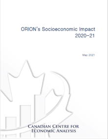Report cover for ORION socioeconomic impact 2020-21 by CANCEA